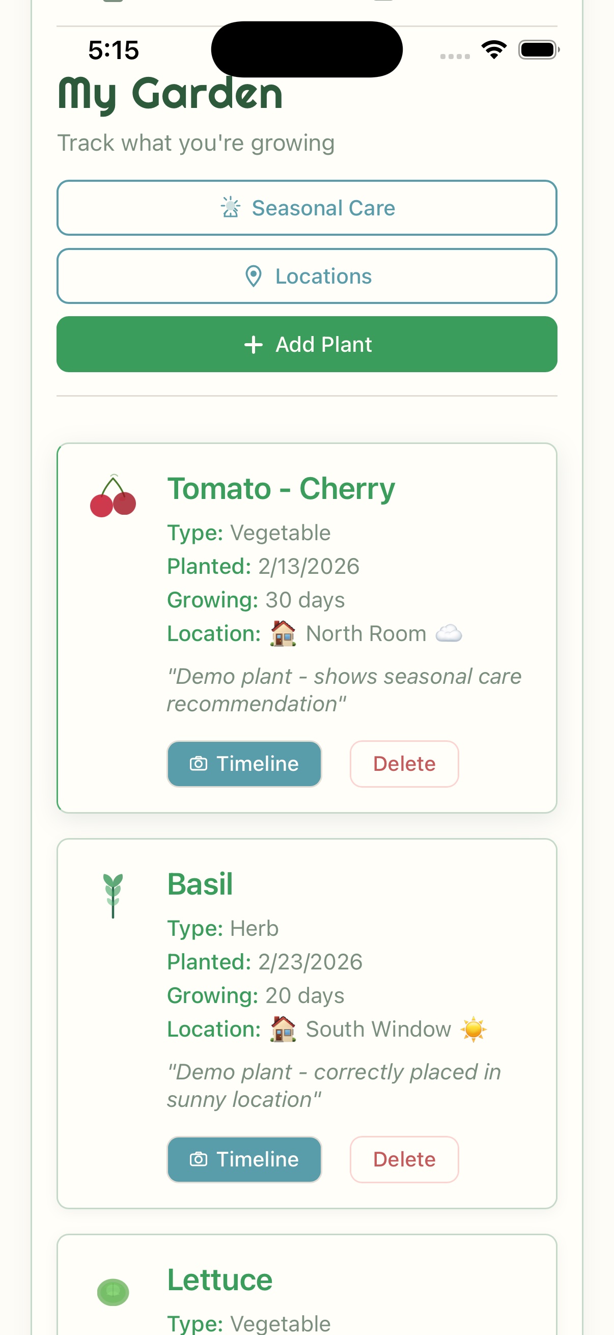My Garden — track your plants